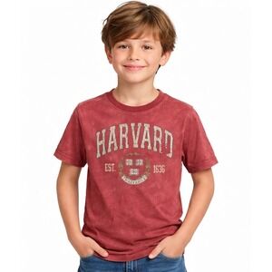 Harvard University Graphic Tee Boys Size L 10/12 Marsala Red